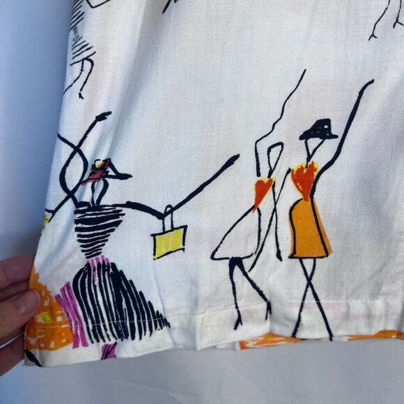 New Direction NWT Novelty Print Cotton Button Up Stick Figure Women Small - Picture 6 of 11